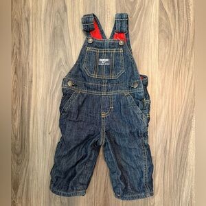 OshKosh B'gosh Baby Classic Blue Denim Overalls Fleece lined size 6M